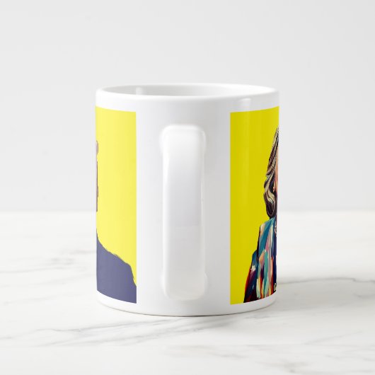 ヒラリーおもしろいは切り株を閉じ込めると言う ジャンボコーヒーマグカップ (裏面)