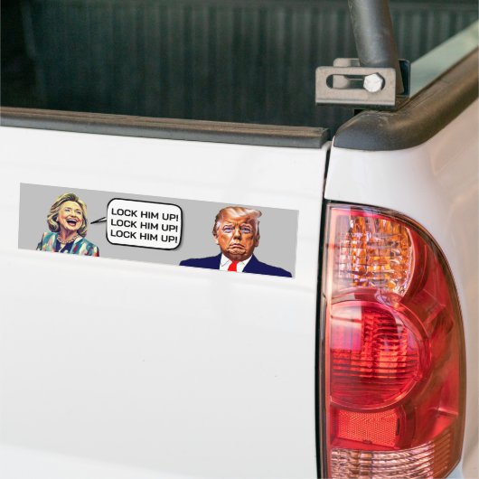 ヒラリーおもしろいは切り株を閉じ込めると言う バンパーステッカー (トラック上)