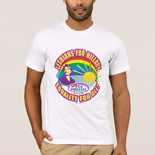 ヒラリーのためのレズビアン! 大統領2008年のためのヒラリー! Tシャツ (正面)
