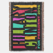 ヒラリーカラフル・クリントン2016スロー毛布 スローブランケット (正面縦)