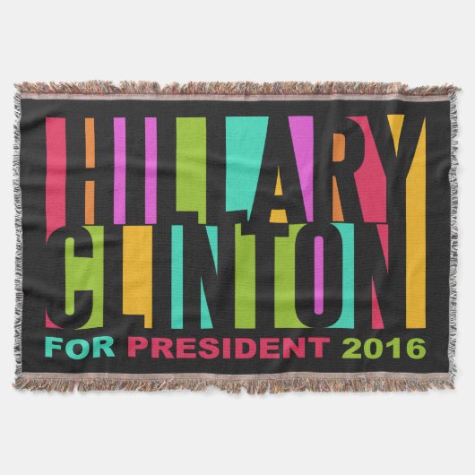 ヒラリーカラフル・クリントン2016スロー毛布 スローブランケット (正面)