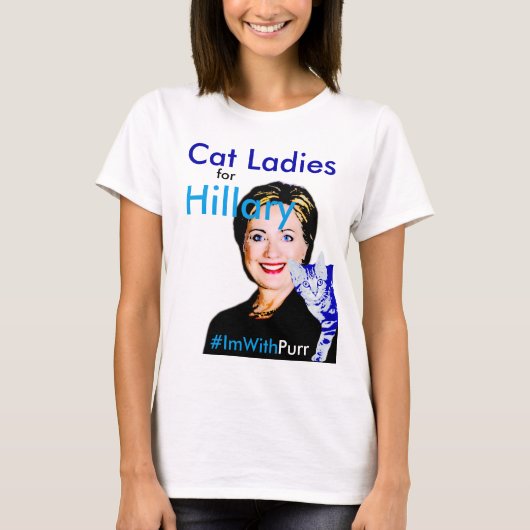 ヒラリー基本的なTの#ImWithPurrのための猫の女性 Tシャツ (正面)