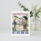 ヒラリー対オバマ葉書 ポストカード (スタンド正面)