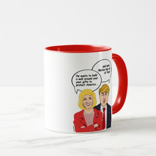 ヒラリー対トランプ誕生日カード – 壁のまわりにあなた マグカップ (正面右)