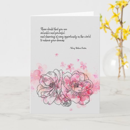 ヒラリー・クリントンは引用文カードを疑空白のわない カード (黄色い花)