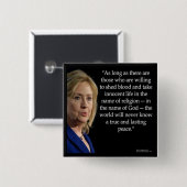 ヒラリー・クリントン血液宗教引用文 缶バッジ (正面&裏面)