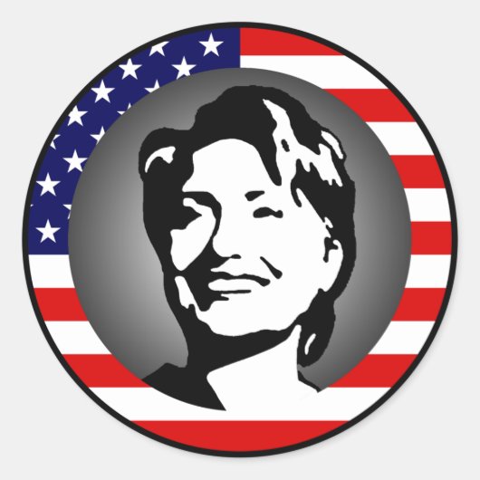 ヒラリー・クリントン08。米国国旗。 ラウンドシール (正面)
