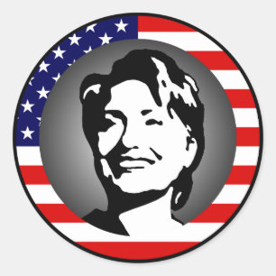 ヒラリー・クリントン08。米国国旗。 ラウンドシール