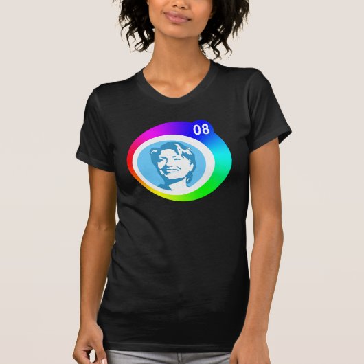 ヒラリー・クリントン08。虹の泡。 Tシャツ (正面)