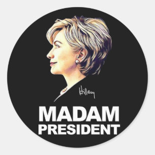 ヒラリー・クリントン「マダム大統領」ステッカー ラウンドシール