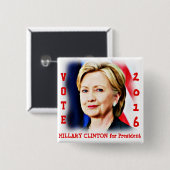 ヒラリー・クリントン、大統領への投票 缶バッジ (正面&裏面)