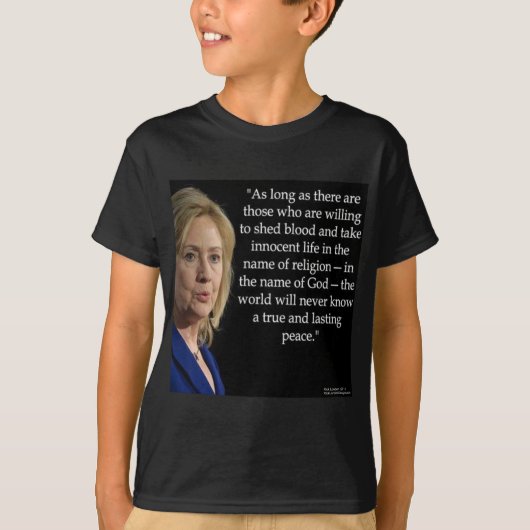 ヒラリー・クリントン 血液宗教 引用 Tシャツ (正面)