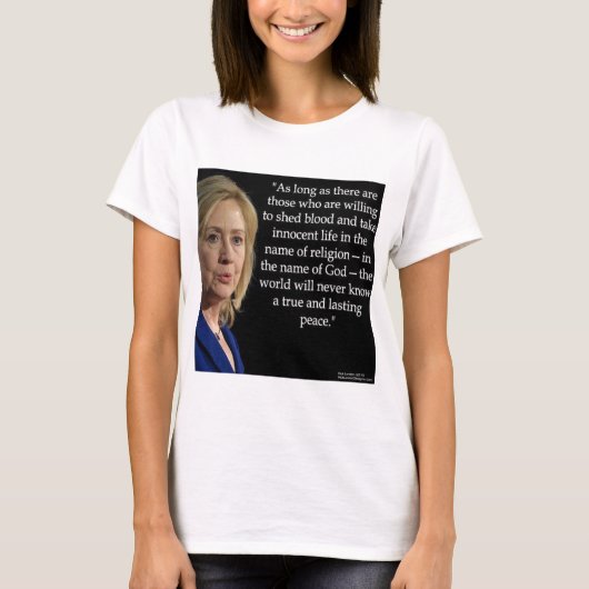 ヒラリー・クリントン 血液宗教 引用 Tシャツ (正面)