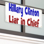 ヒラリー・クリントンLIARチーフ・レッド&ブルー 横断幕 (ビルの外側)