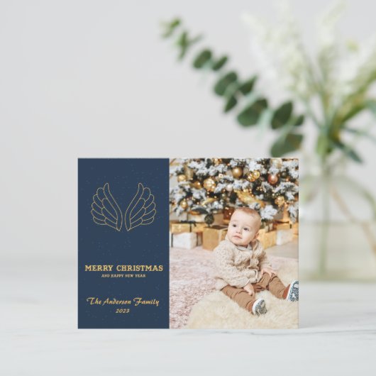 ヒリсストマスブルー金ゴールドエンジェルウィングスファミリーフォトカード シーズンカード (スタンド正面)