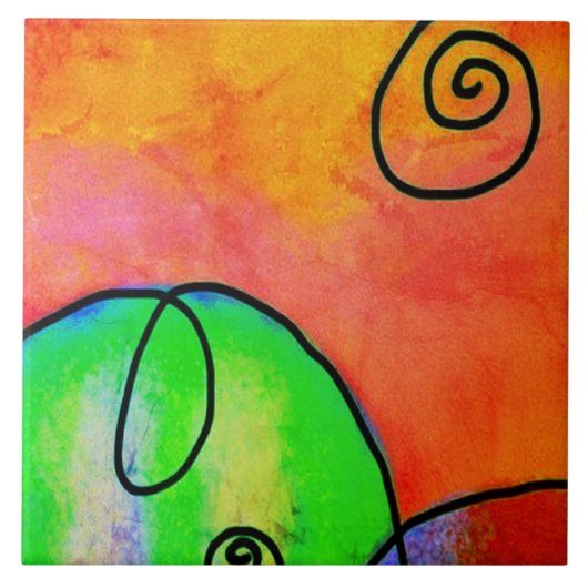 ヒルカラフル抽象芸術デジ絵画タル タイル (正面)