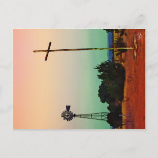 ヒルカントリーのクロスと風車 ポストカード