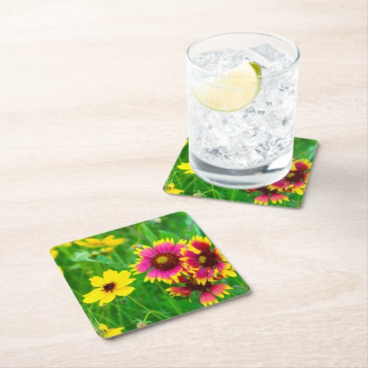 ヒルカントリーの草原の野草 スクエアペーパーコースター (インサイチュ)