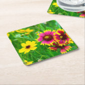 ヒルカントリーの草原の野草 スクエアペーパーコースター (アングル)