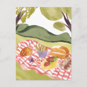 ヒルサイドピクニック | 水絵を描色(横) ポストカード (正面)