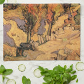 ヒルズを通る道のポプラの木 by ヴィンセント・ヴァン・ゴッホ キッチンタオル (折り畳み)