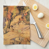 ヒルズを通る道のポプラの木 by ヴィンセント・ヴァン・ゴッホ キッチンタオル (四つ折り)