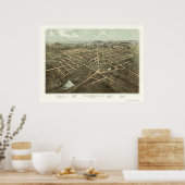 ヒルズデールMIパノラママップ – 1866 ポスター (キッチン)