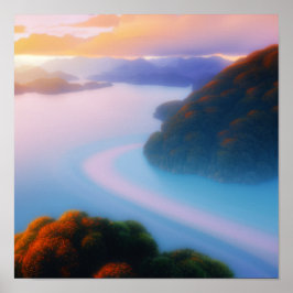 ヒルズポスターを通る川 ポスター