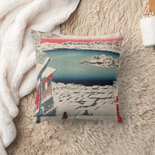 ヒルトップスノービューヴィンテージ浮世絵日本の画 クッション (ブランケット)