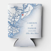 ヒルトンエレガントヘッドアイランドマップネイビーブルー結婚ズ 缶クーラー (正面)