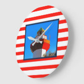 ヒルトンストライプのヘッドアイランドハーバータウンライトハウス ラージ壁時計 (傾斜)