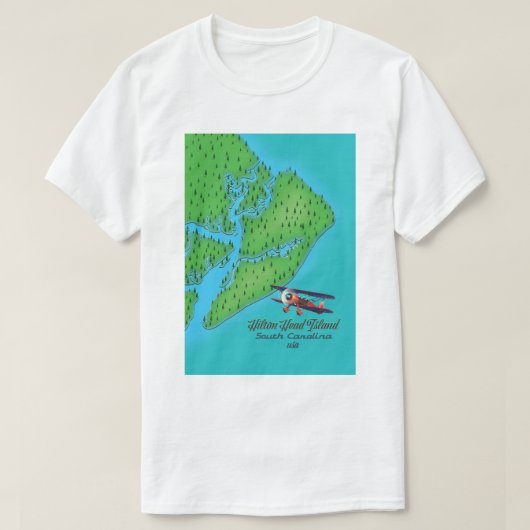 ヒルトンヘッドアイランドサウスカロライナの地図 Tシャツ (デザイン正面)
