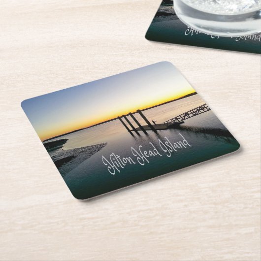 ヒルトンヘッドアイランドサウスカロライナ スクエアペーパーコースター (アングル)