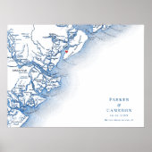 ヒルトンヘッドアイランドマップ結婚ズゲストブックポスター ポスター (正面)