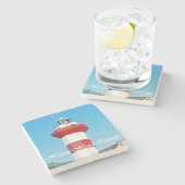 ヒルトンヘッドアイランドライトハウスコースターウィズ文字 ストーンコースター (横)