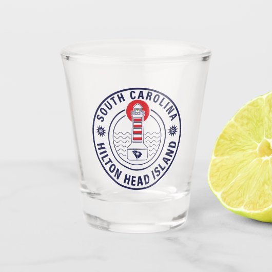 ヒルトンヘッドアイランドライトハウスレトロサンセット ショットグラス (正面)