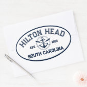 ヒルトンヘッドアイランドSCネイビークロストオールいかり 楕円形シール (封筒)