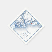 ヒルトンヘッドアイランドSCマップエレガントネイビー結婚ズ スタンダードカクテルナプキン (角)