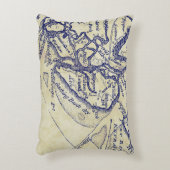 ヒルトンヘッドアイランドSCヴィンテージマップネイビーブルーティーセント アクセントクッション (正面(垂直))