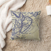 ヒルトンヘッドアイランドSCヴィンテージマップネイビーブルーティーセント クッション (ブランケット)