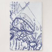 ヒルトンヘッドアイランドSCヴィンテージマップネイビーブルー ジグソーパズル (縦)