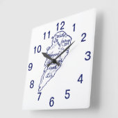 ヒルトンヘッドアイランドSCヴィンテージマップネイビーブルー スクエア壁時計 (傾斜)