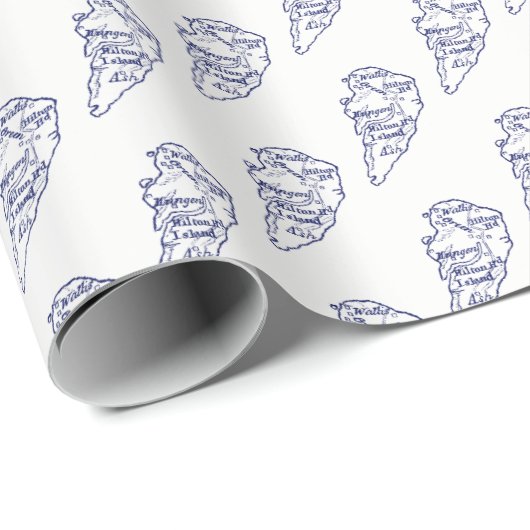 ヒルトンヘッドアイランドSCヴィンテージマップネイビーブルー ラッピングペーパー (ロールコーナー)