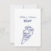 ヒルトンヘッドアイランドSCヴィンテージマップネイビーブルー 出欠カード (正面)