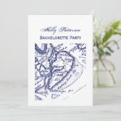 ヒルトンヘッドアイランドSCヴィンテージマップネイビーブルー 招待状 (スタンド正面)