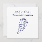 ヒルトンヘッドアイランドSCヴィンテージマップネイビーブルー 招待状 (正面)