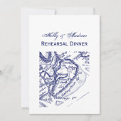 ヒルトンヘッドアイランドSCヴィンテージマップネイビーブルー 招待状 (正面)