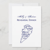 ヒルトンヘッドアイランドSCヴィンテージマップネイビーブルー 招待状 (正面)