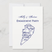 ヒルトンヘッドアイランドSCヴィンテージマップネイビーブルー 招待状 (正面)