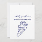 ヒルトンヘッドアイランドSCヴィンテージマップネイビーブルー 招待状 (正面)